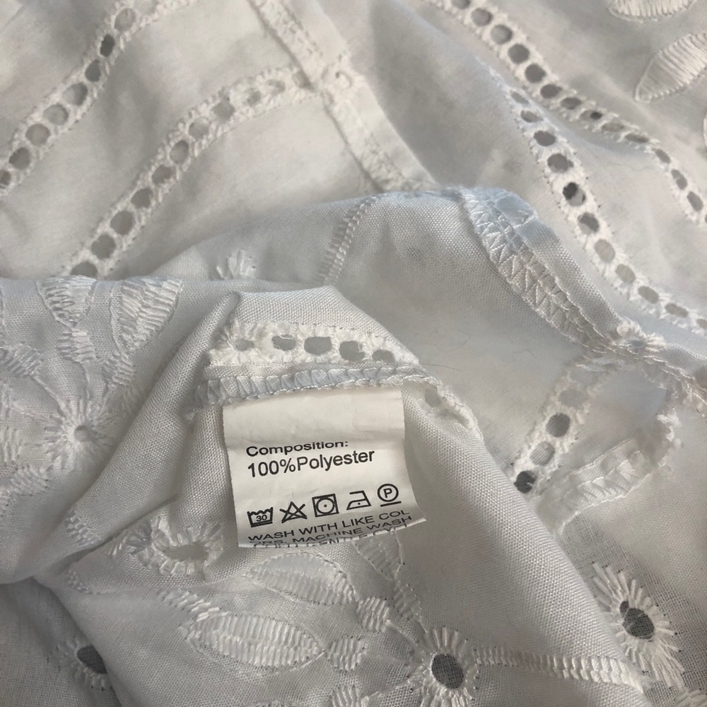 Source Unknown White Floral Eyelet Embroidered Tu… - image 8